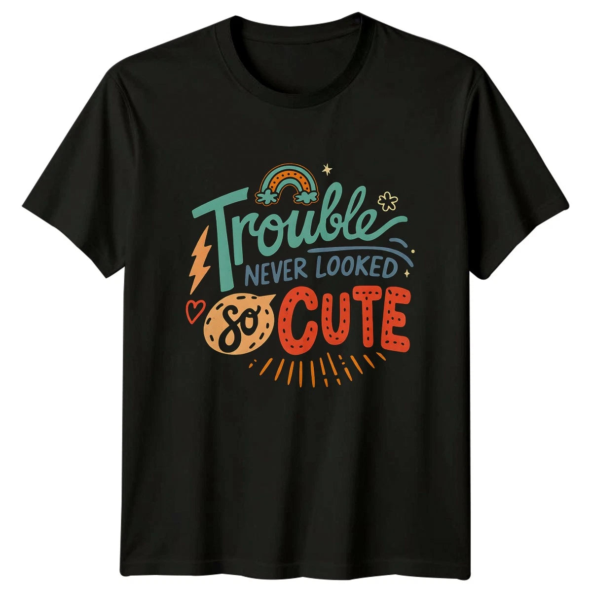 Trouble Never Looked So Cute Womens T-Shirt Kids Novelty Parenting Gift For Her