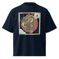 Japanese green dragon unisex organic oversized high neck t-shirt