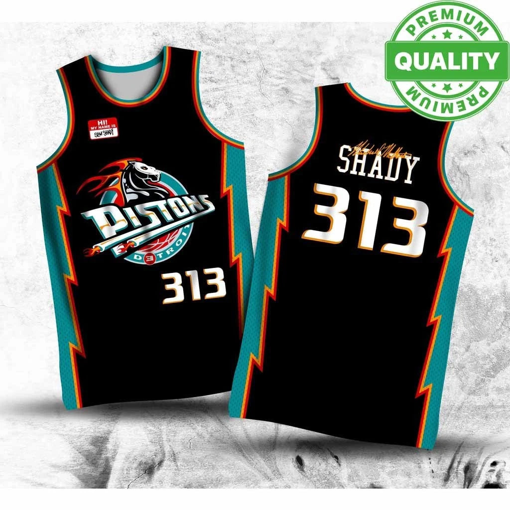 Eminem Slim Shady Pistons 313 Basketball Jersey 3D AOP Unisex S-6XL 1S0419