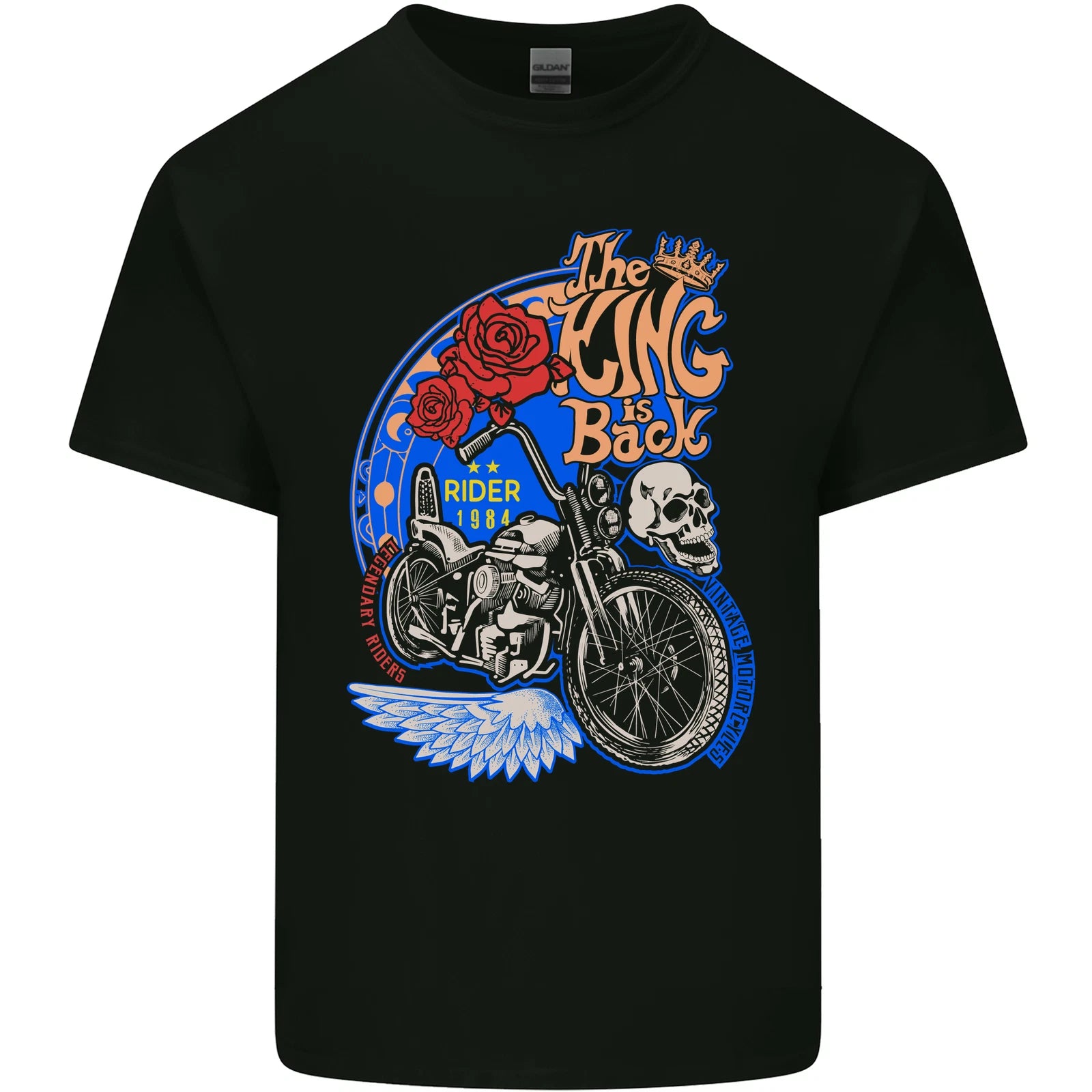 King is Back Custom Chopper Biker Motorcycle Mens Cotton T-Shirt Tee Top