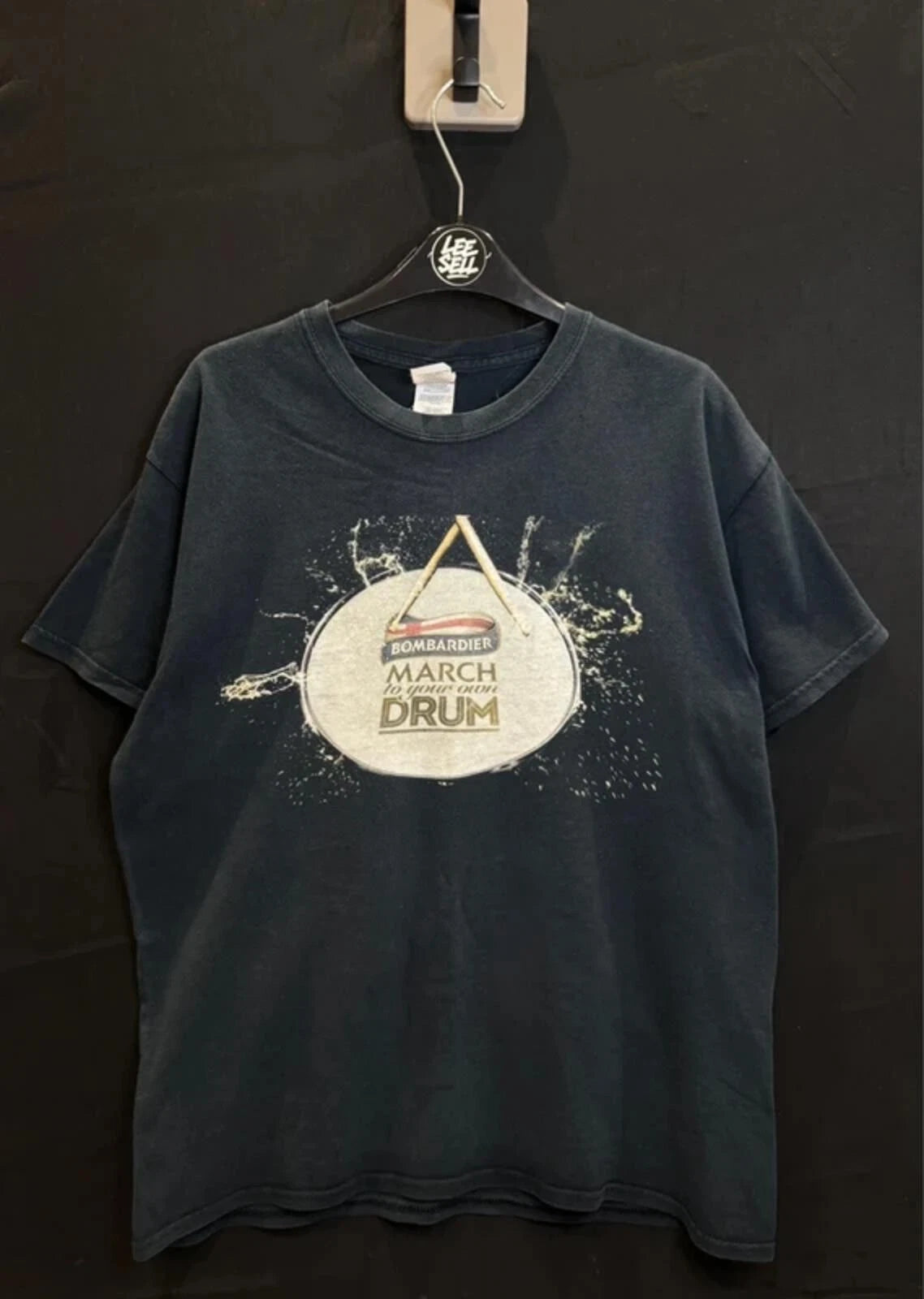 Vintage Y2K Bombardier Beer Graphic Tee - Size L - Black