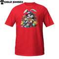 Street Art Bunny Girl Tee – Urban Rabbit with Sneakers & Easter Eggs