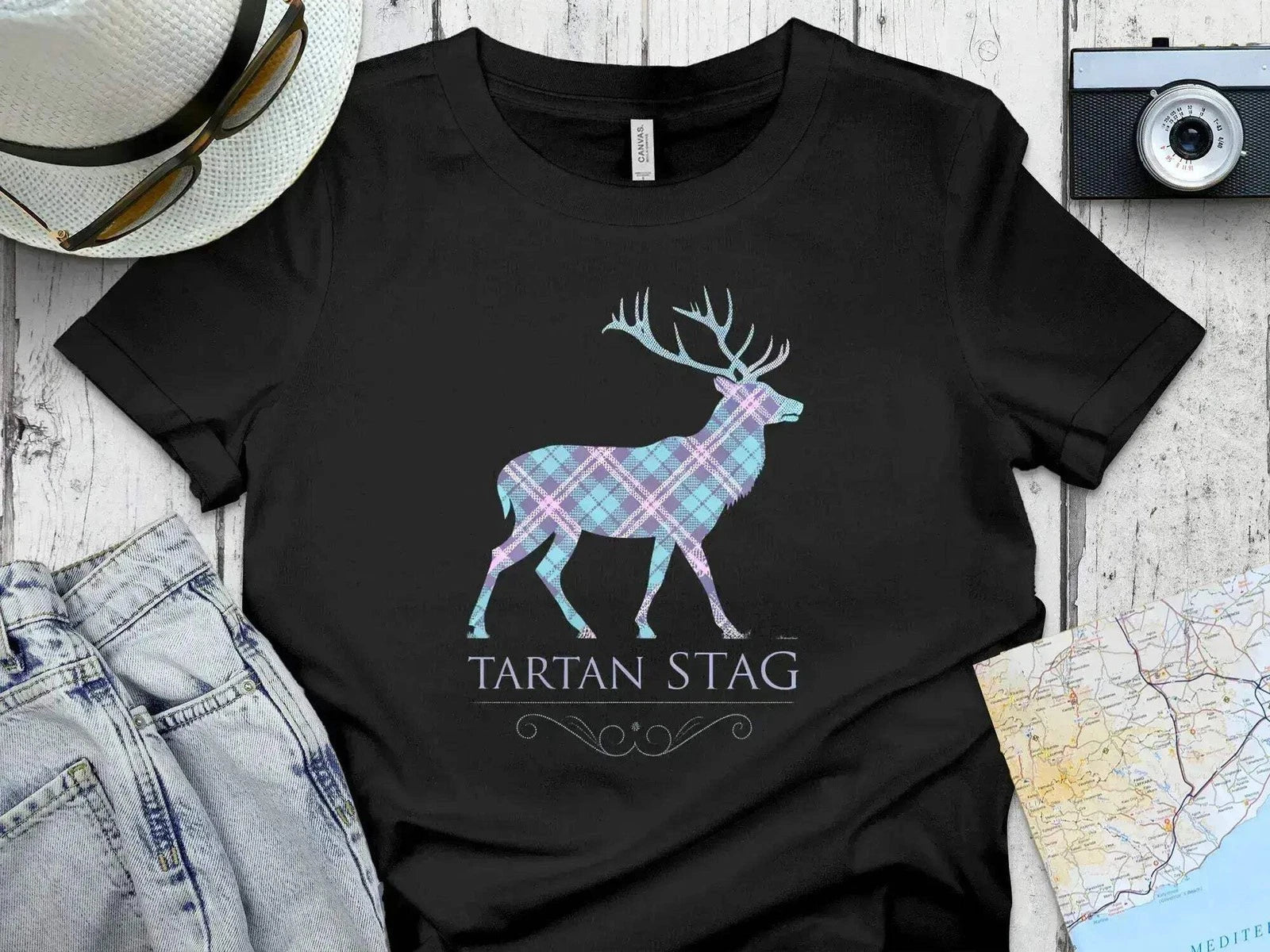 Tartan STAG Graphic Design Unique Stylish T-Shirt