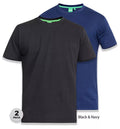 D555 Duke Big Mens 2 Pack Crew Neck T-Shirt Black/Navy 2XL-8XL (KS16894)