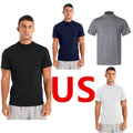 Mens T-Shirt Summer Slim Fit Pullover Tee Tops Mock Lightweight Short Sleeve