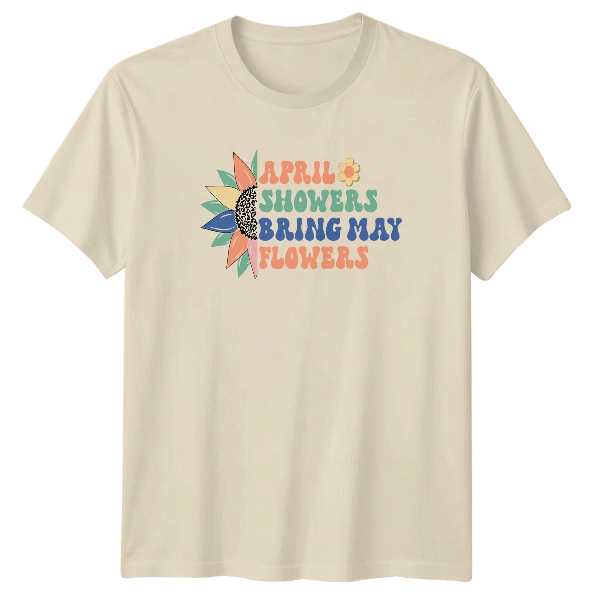April Showers Bring May Flowers Womens T-Shirt Boho Spring