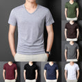 Men V Neck T-Shirt Casual Wear 80%Polyester 20%Spandex V Neck Slim Fit