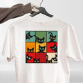 Funny Peeking Cat Grid T Shirt Retro Kitten Graphic Unisex Gift Tee Top