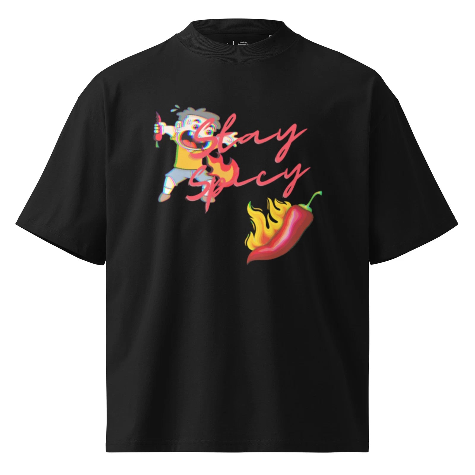 Stay Spicy organic oversized high neck t-shirt
