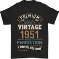 Premium Vintage 75th Birthday 1951 Mens T-Shirt 100% Cotton
