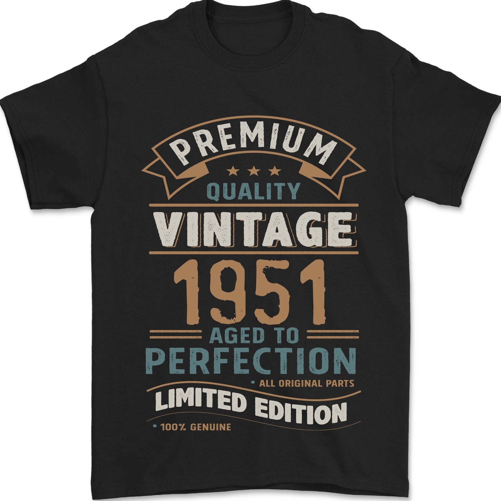 Premium Vintage 75th Birthday 1951 Mens T-Shirt 100% Cotton