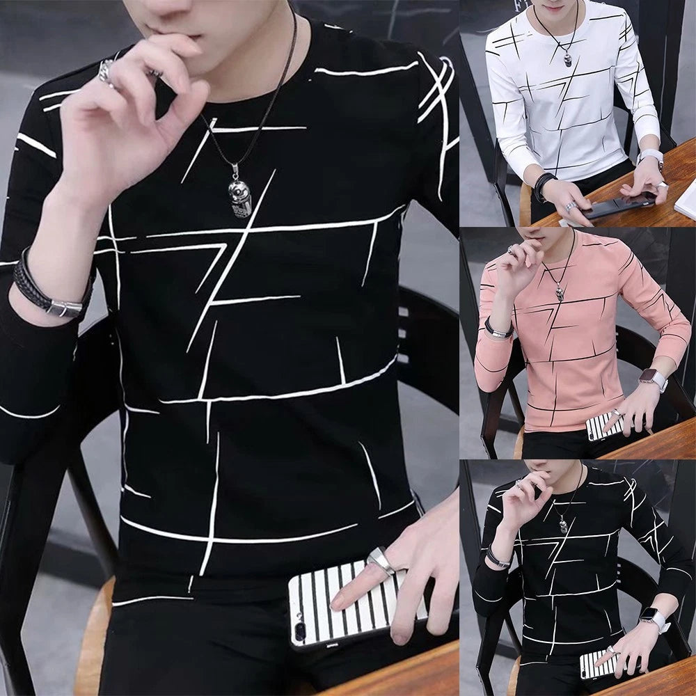Men T-Shirt Blouse Summer T Print Tops Bottoming Shirt Casual Crew Neck