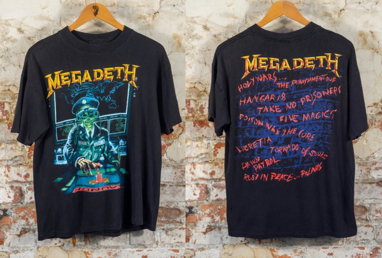 Megadeth Rust In Peace 1990 Vic Rattlehead T-Shirt Vintage Thrash Metal Tee