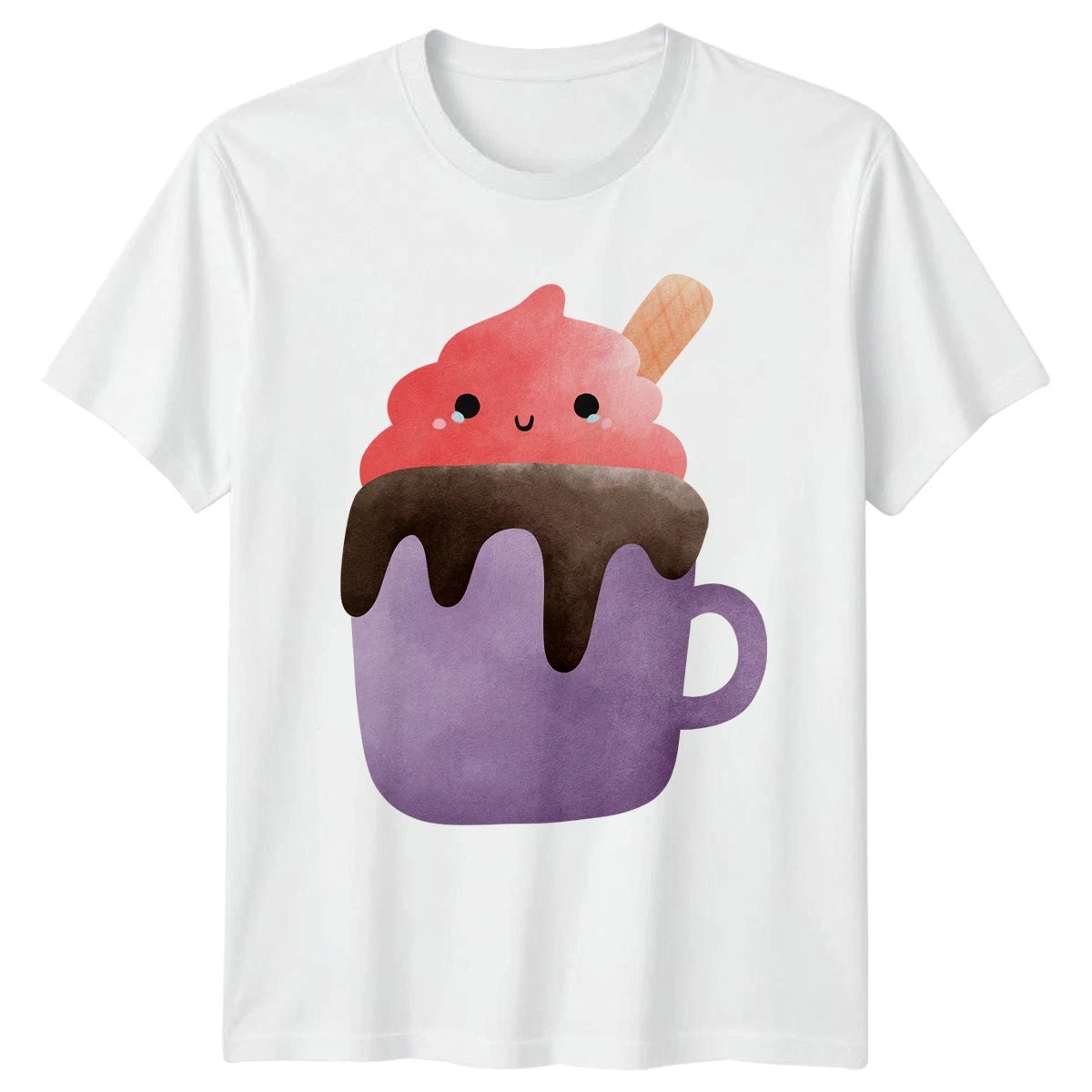 Cute Ice Cream Mug Graphic Tee Women�s T-Shirt Men�s Top