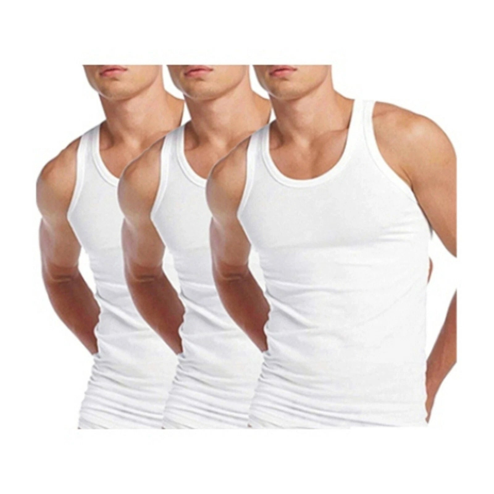3 & 6 Pack Mens Vests White 100% Cotton Gym Tank Top Summer Training Size S-5XL