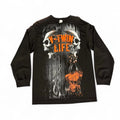 Y2K Hot leather skull biker Longsleeve t-shirt Sz M Goth