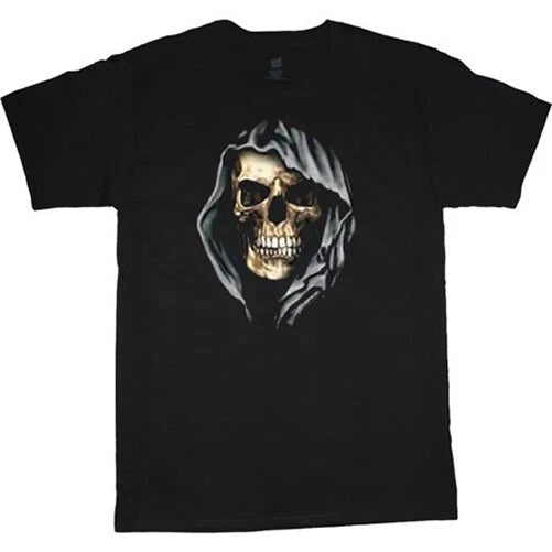 Mens Graphic Tees Hooded Skull T-shirt Clothing Apparel