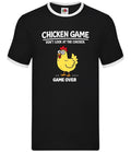 Chicken Game Over Funny Graphic - Mens Ringer - Chickens Love Meme Novelty