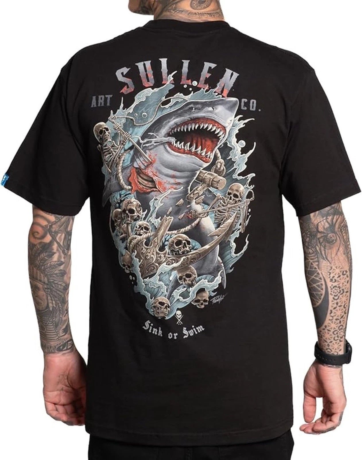 SULLEN CLOTHING SHARK BATTLE TATTOO ART STANDARD T-SHIRT