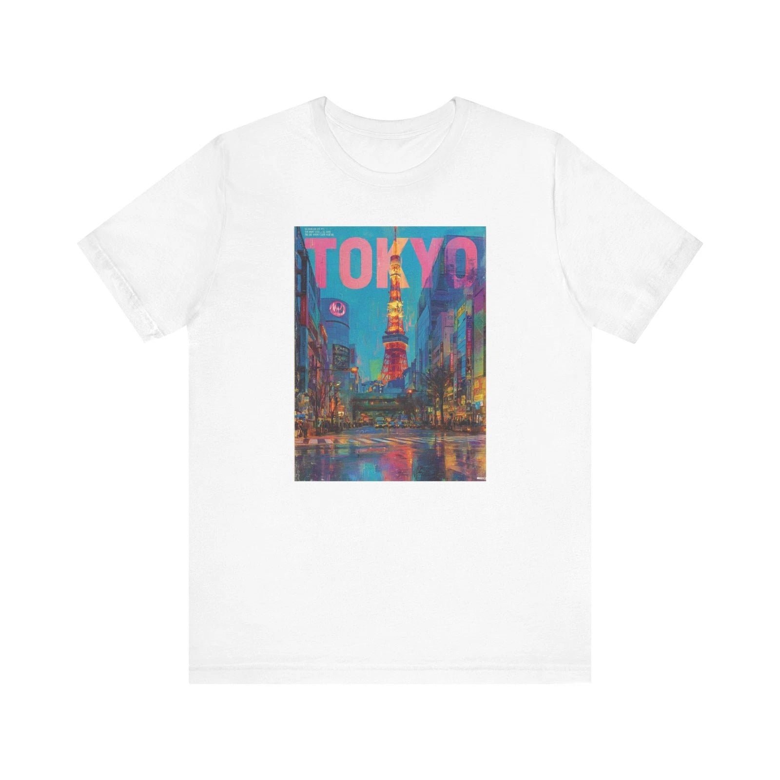 Tokyo Cityscape T-Shirt Neon Night Art Tee Tokyo Tower Illustration Urban Japan