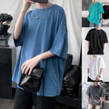 Mens Oversized Casual Short Sleeve T Shirt Solid Color Round Neck Summer Top