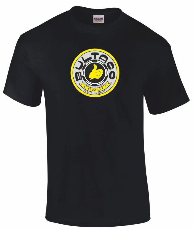 Bultaco Motorcycles Round Style Motorcycle printed T Shirt in 6 Sizes