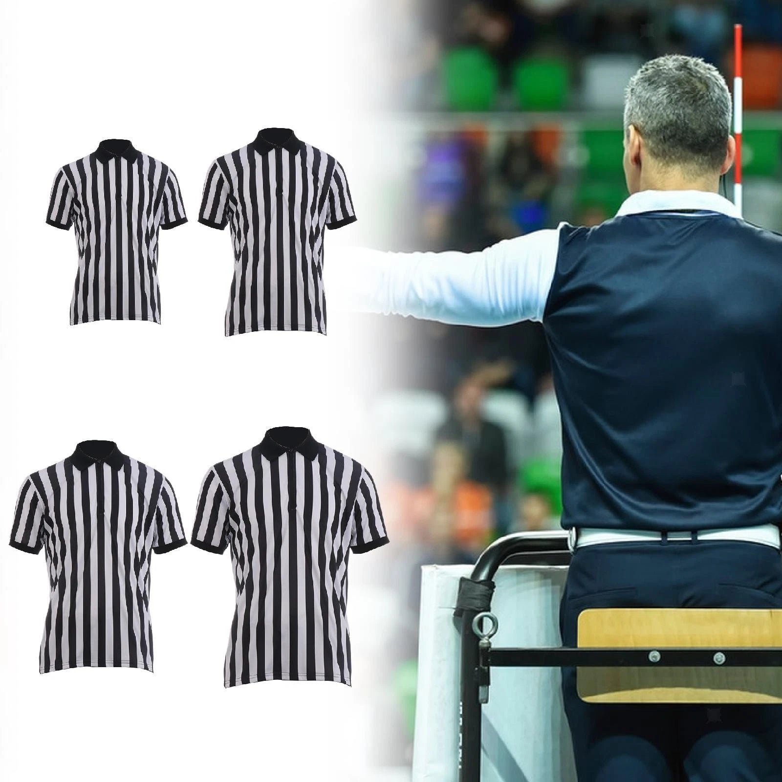 Mens Striped Referee Shirt Lightweight Breathable T Shirt for Travel Hiking Work