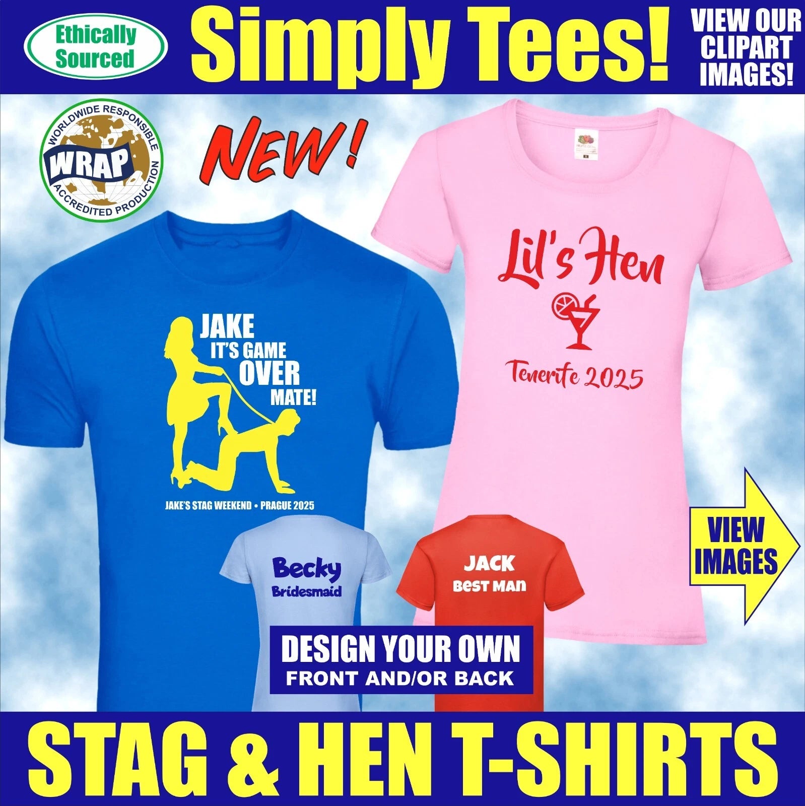 Personalised Custom Printed T-Shirt Stag Do Tee Hen Party Top Your Photo Logo