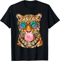 Cute Leopard Bubblegum Wearing Sunglasses Wildlife Animal T-Shirt