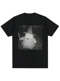 Funny Wizard Cat Meme Vintage Style Graphic T shirt