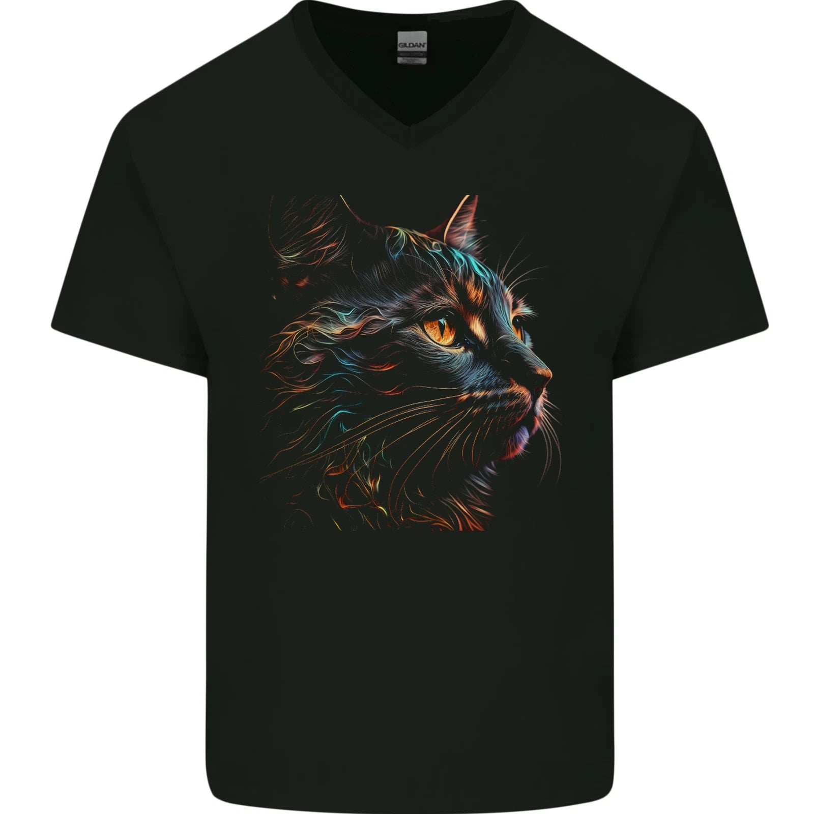 A Fantasy Cat With Cool Colours 2 Mens V-Neck Cotton T-Shirt