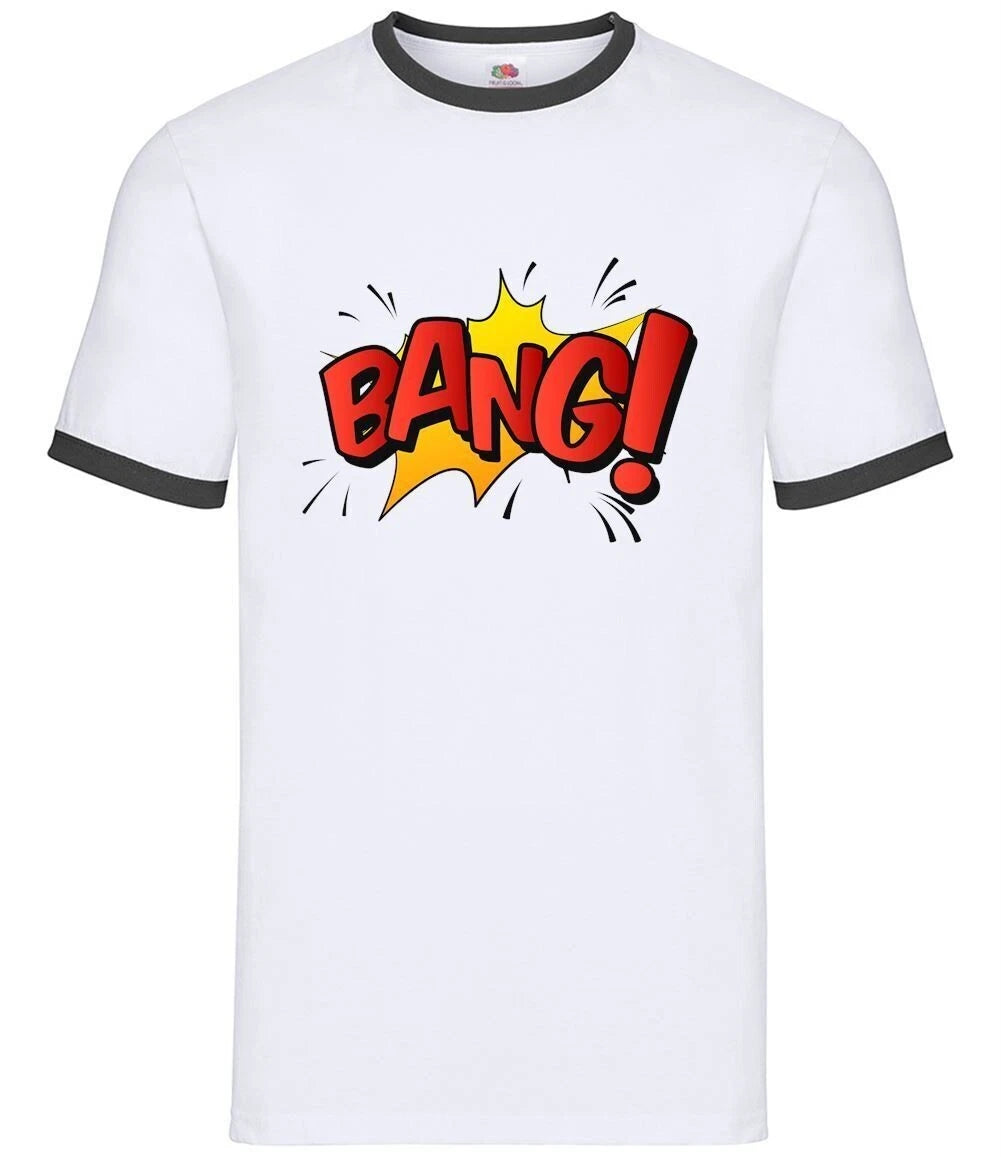 BANG! Word Art - Mens Ringer - Comics Super Hero Heroes Pop Art