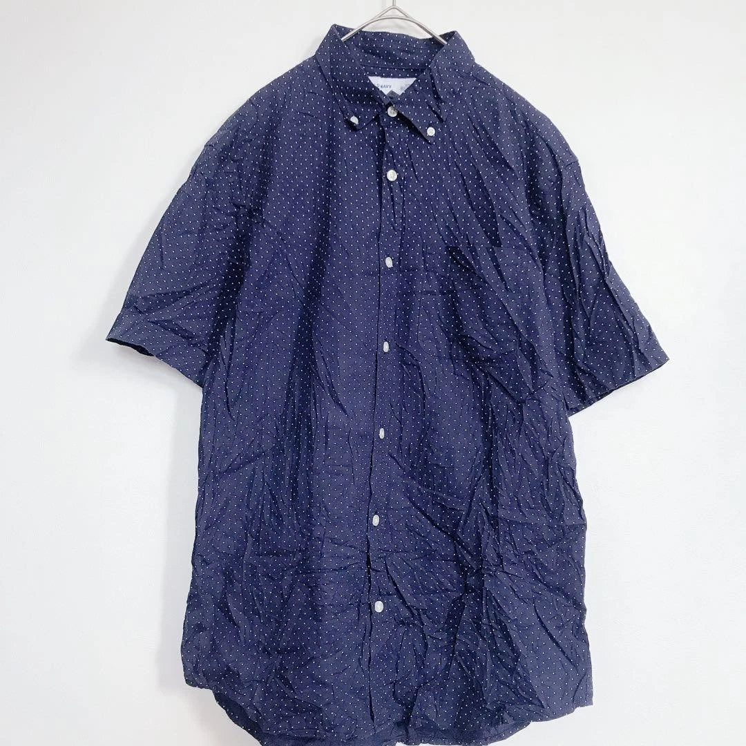 Old Navy Slim Fit Short Sleeve Button Down Shirt M Navy Polka Dot
