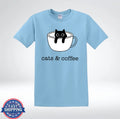Cats And Coffee Cute Black Cat Lover Graphic T-Shirt