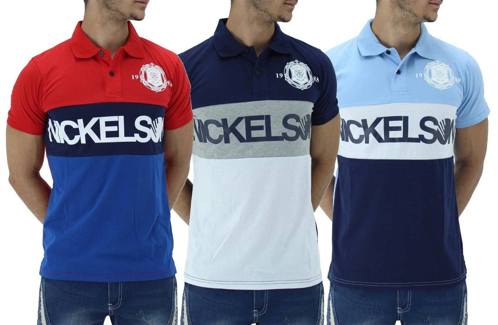 🔥 Men's Urban Designer Nickelson Polo Shirt Short Sleeve Colour Block Casual 🔥