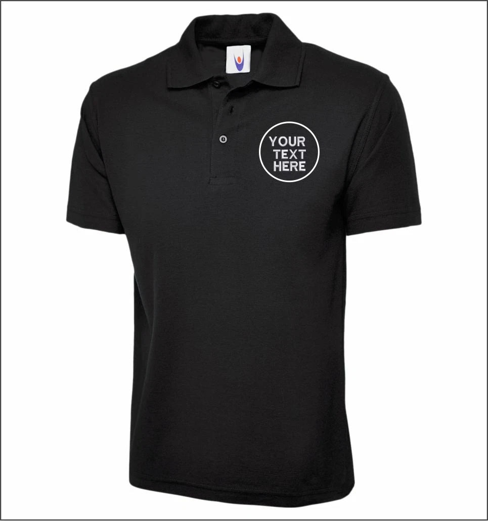 Personalised Embroidered Polo Shirt Uneek UC101 Custom Logo Text Workwear Staff