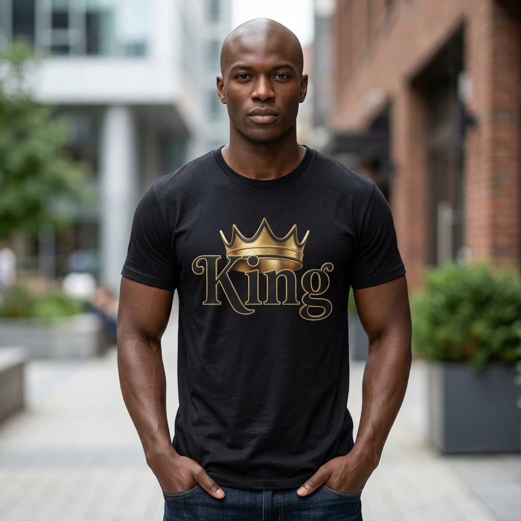Gold Crown King T-Shirt | Crown Typography Tee
