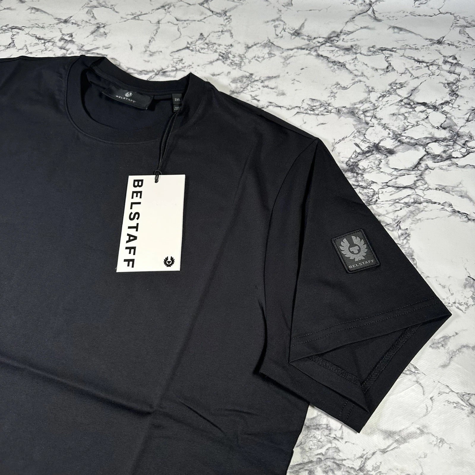 BELSTAFF Mens Black Thom Sleeve Logo T Shirt SIZE 2XL BNWT Authentic