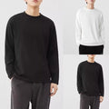 Casual Men Solid Cotton Long Sleeve TShirt Loose Fit Comfortable Basic Top