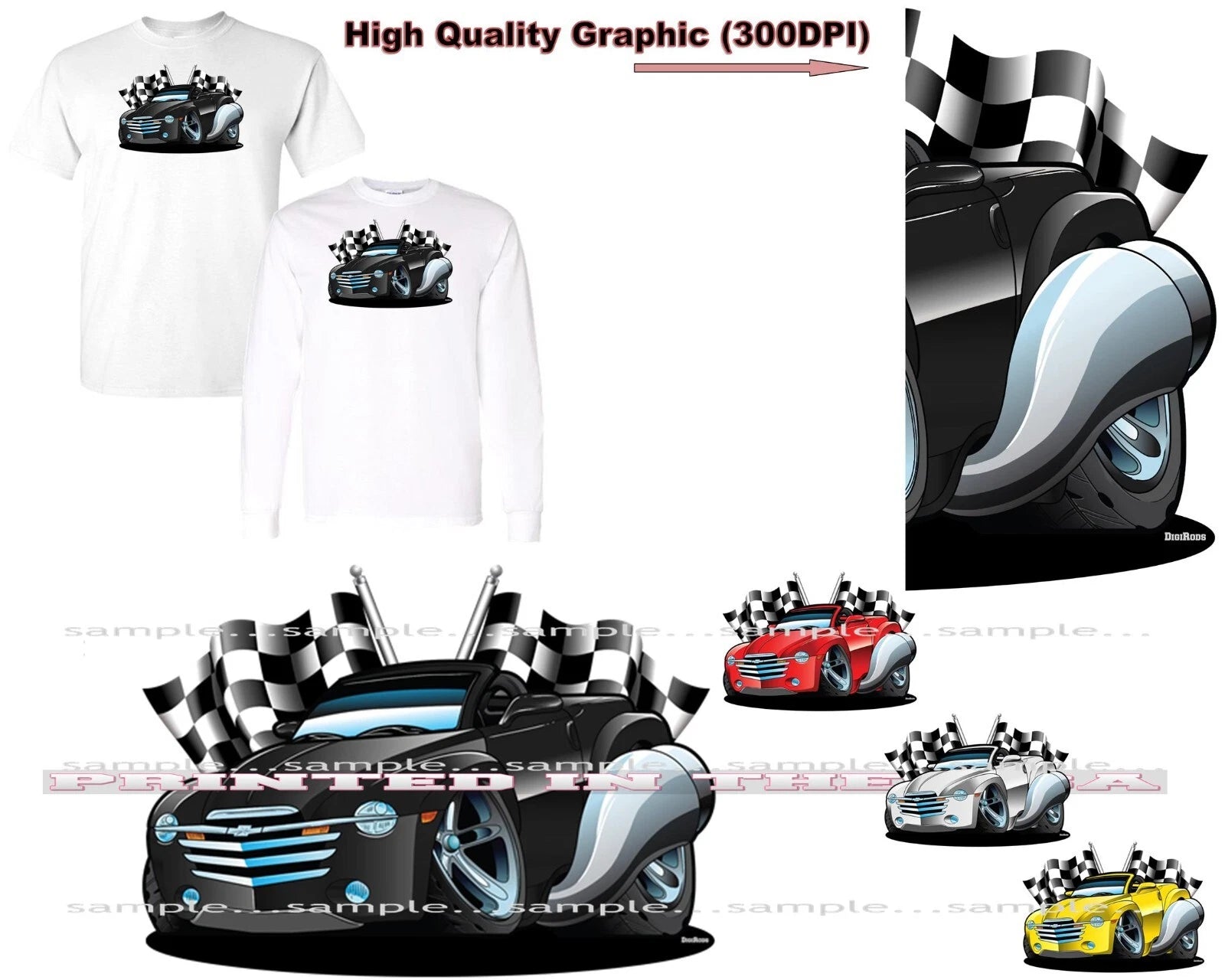 SSR Rare Discontinued Hot Rod Truck Model Colors DigiRods Cartoon Car T Shirt
