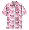 Mens Button Down Shirts Funny Pig Animal Printed Hawaiian Tops Novelty Ugly Gift