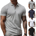 Men's Streetwear Short Sleeve T-Shirt Turn Down Collar Pullover Slim Fit