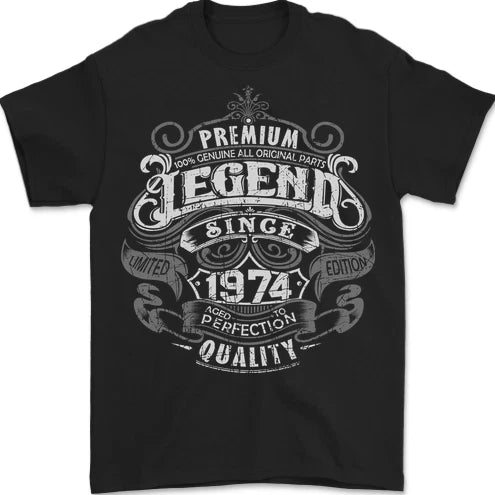 Premium Legend 52nd Birthday 1974 Mens T-Shirt 100% Cotton