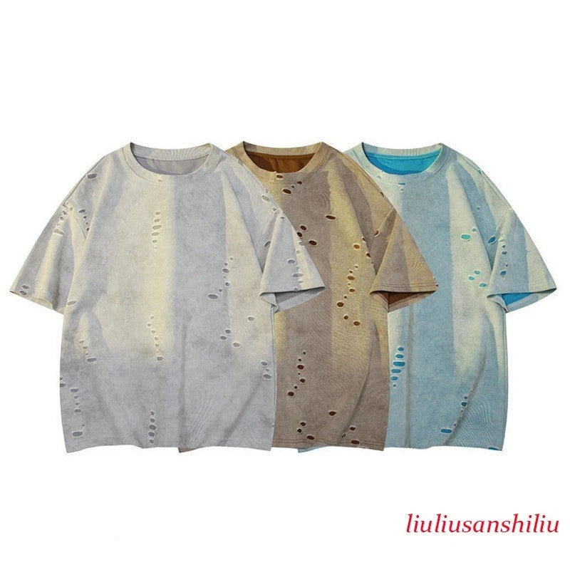 Men's Sport Short Sleeve Ripped T-Shirt Classic Casual Slim Fit Shirts