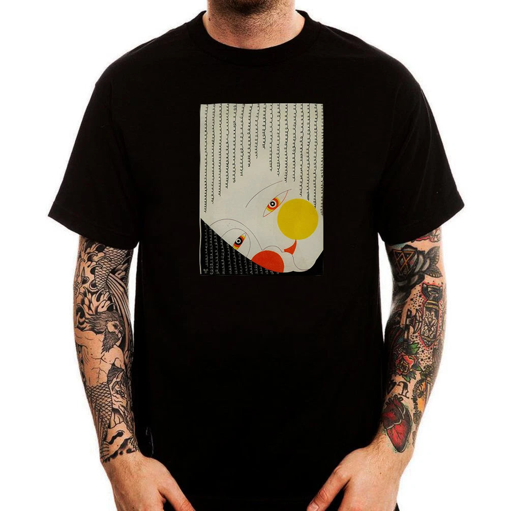 Japanese Retro Graphic Art Advertisement Black Printed Cotton Men's T-Shirt Top