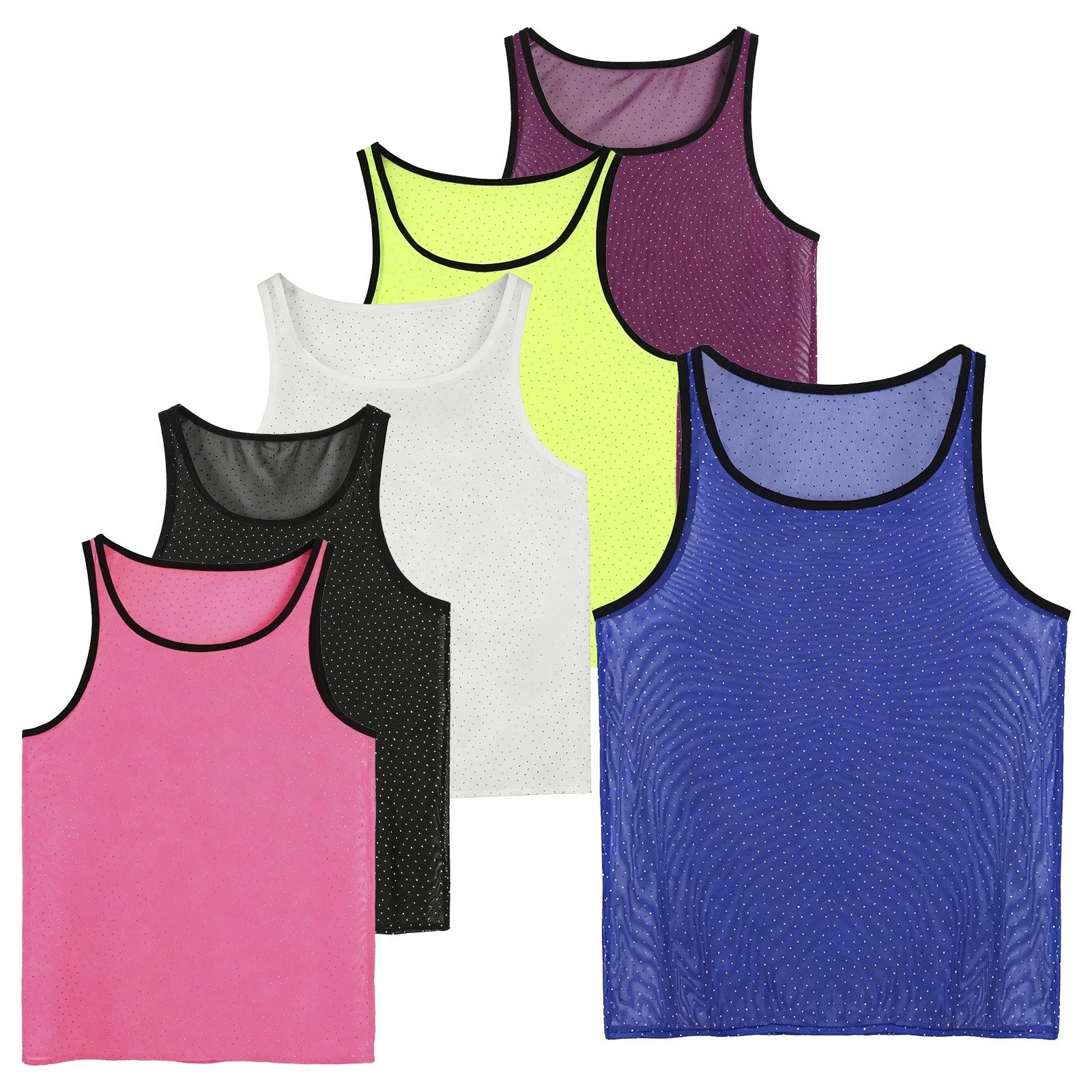 Mens Clubwear Mesh T-shirt Fashion Tank Top Showing Slim Top Sleeveless Vest