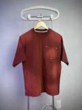 Men’s Oversized Relaxed Fit T-shirt Crew Neck Washed Cotton Pocket Tee Size XL
