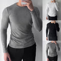 Men Urban Style Long Sleeve T Shirt Solid Color Stretchy Comfort Fit Top