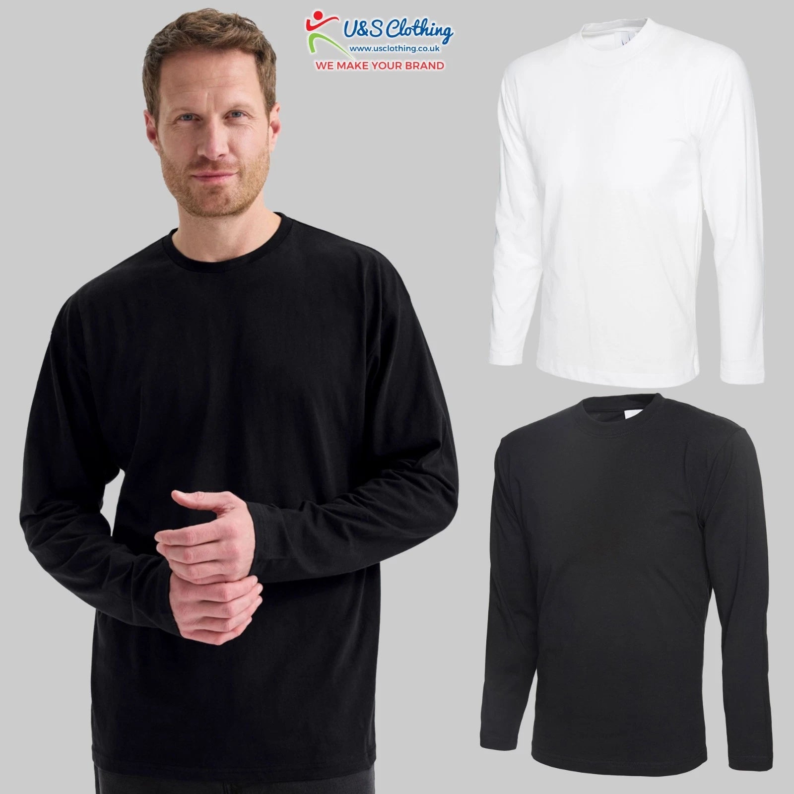 Mens Classic Longsleeve T-Shirt Blank Casual Tee Workwear Quality Round Neck TOP