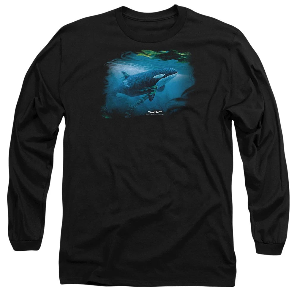 Wildlife Pursuit Thru The Kelp Orca Long Sleeve T-Shirt S-2XL, Black